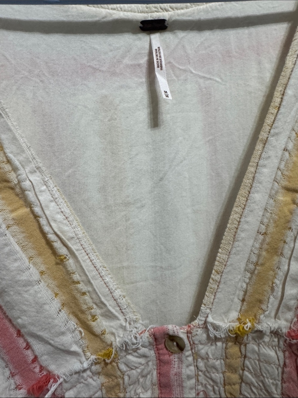 Free People Cream Dress with Pink & Yellow Stripes M Do it again mini boho - Picture 14 of 15